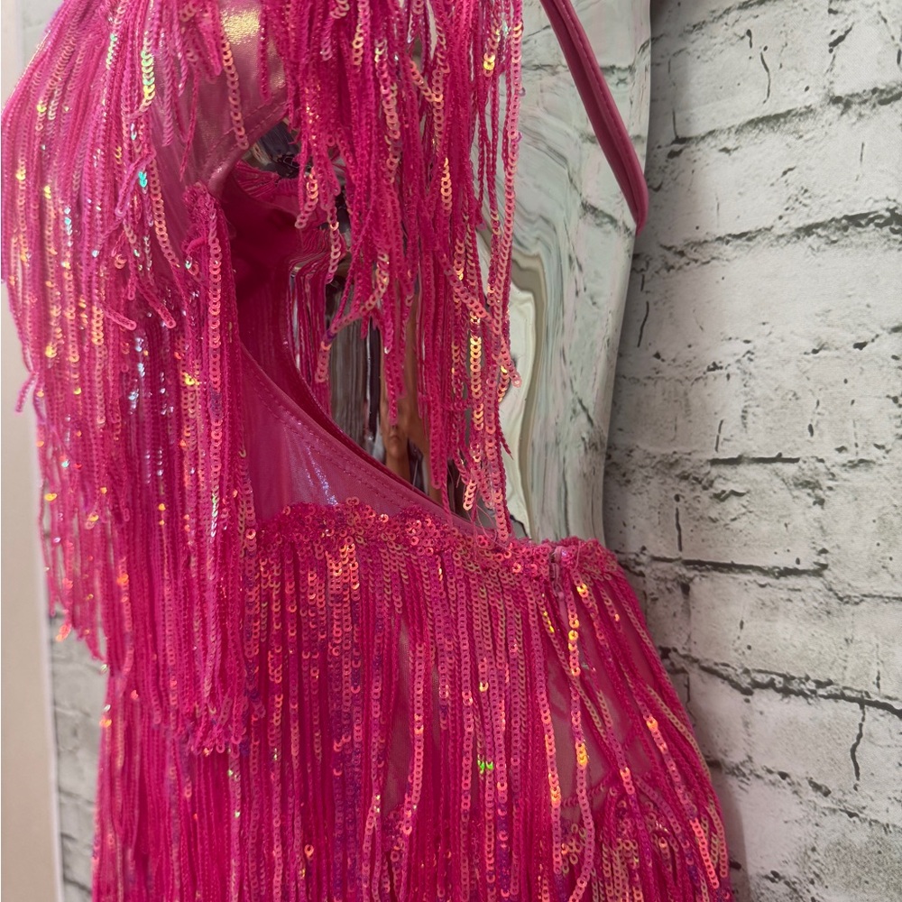 Bear Dance Pink Sequin fringe Romper NEW - Picture 3 of 6